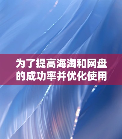 为了提高海淘和网盘的成功率并优化使用，可以按照以下步骤进行