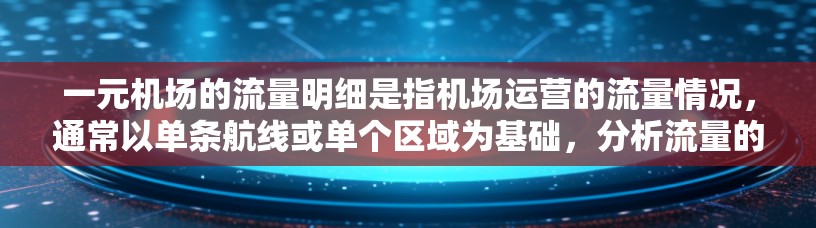 一元机场的流量明细是指机场运营的流量情况，通常以单条航线或单个区域为基础，分析流量的分布、高峰和低谷等信息。以下是一元机场流量明细的常见内容和分析