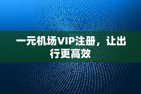 一元机场VIP注册，让出行更高效