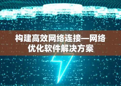 构建高效网络连接—网络优化软件解决方案